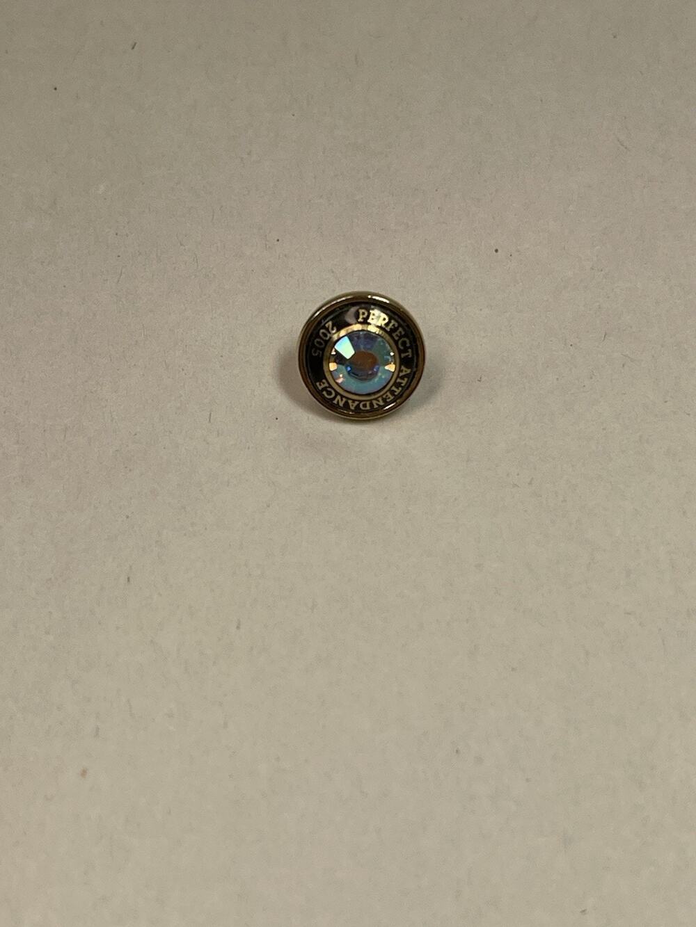 Vintage 2005 Perfect Attendance Award Enamel Pin Rhinestone